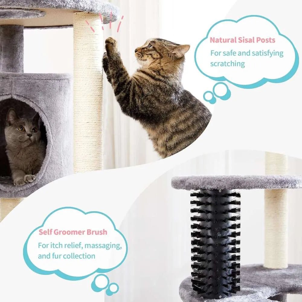 Made4Pets Cat Tree for Indoor Cats, 60.2 - inch Large Cat Tower, with Soft Hammock, 5 - Level Tall Cat Condo, Sisal Scratch Posts, Fluffy Ball, 3 - 7days delivery - Asmota