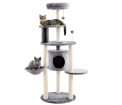 Made4Pets Cat Tree for Indoor Cats, 60.2 - inch Large Cat Tower, with Soft Hammock, 5 - Level Tall Cat Condo, Sisal Scratch Posts, Fluffy Ball, 3 - 7days delivery - Asmota