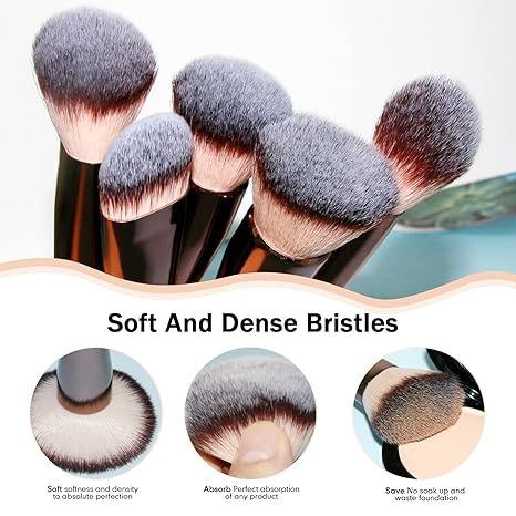 Makeup Brushes, Complete Premium Synthetic Makeup Brush Set with Professional Foundation Brushes Powder Concealers Eye shadows Blush Makeup Brush for Perfect Makeup (Champagne Gold) - Asmota