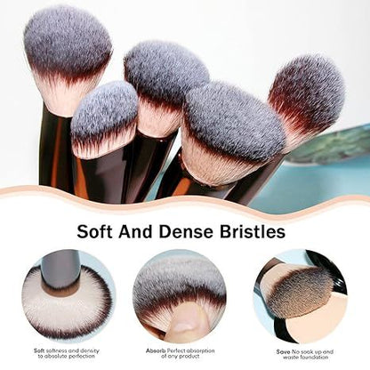 Makeup Brushes, Complete Premium Synthetic Makeup Brush Set with Professional Foundation Brushes Powder Concealers Eye shadows Blush Makeup Brush for Perfect Makeup (Champagne Gold) - Asmota