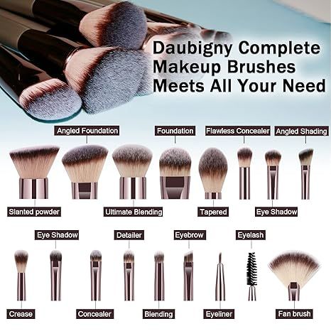 Makeup Brushes, Complete Premium Synthetic Makeup Brush Set with Professional Foundation Brushes Powder Concealers Eye shadows Blush Makeup Brush for Perfect Makeup (Champagne Gold) - Asmota