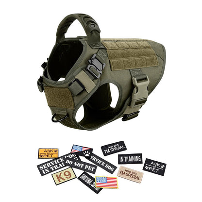 Military Large Dog Harness Collar Leash Bags Patches Set Pet Malinois Training Vests Tactical Dogs Harnesses Accessories - Asmota
