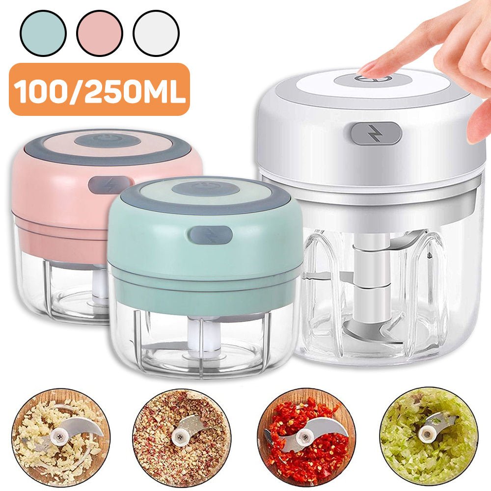 Mini Electric Garlic Chopper USB Charging Ginger Masher Machine Sturdy Durable Chili Vegetable Crusher Kitchen Tool - Asmota