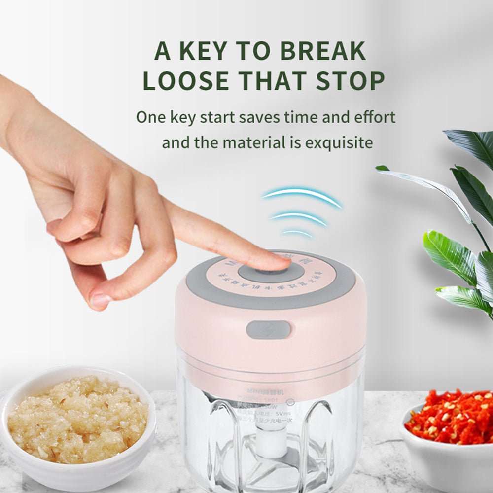 Mini Electric Garlic Chopper USB Charging Ginger Masher Machine Sturdy Durable Chili Vegetable Crusher Kitchen Tool - Asmota