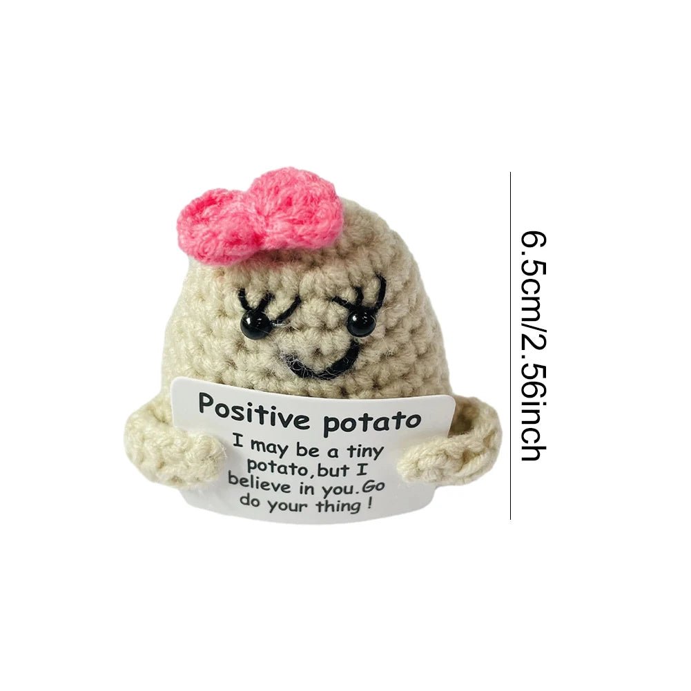 Mini Positive Energy Potato Cheerup Pocket Hug Handmade Plush Knitting Wool Kawaii Potatoes Doll Home Room Miniature Decoration - Asmota