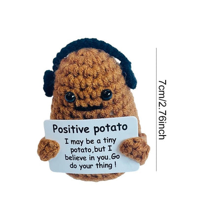 Mini Positive Energy Potato Cheerup Pocket Hug Handmade Plush Knitting Wool Kawaii Potatoes Doll Home Room Miniature Decoration - Asmota