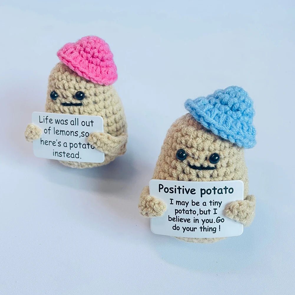 Mini Positive Energy Potato Cheerup Pocket Hug Handmade Plush Knitting Wool Kawaii Potatoes Doll Home Room Miniature Decoration - Asmota