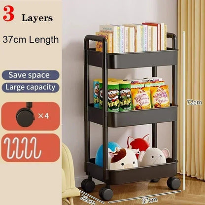 Mobile Storage Rack Trolley Household Kitchen Multifunctional Cart With Wheels Rack Bedroom Multi - Layer Storage Home Accessories - Asmota