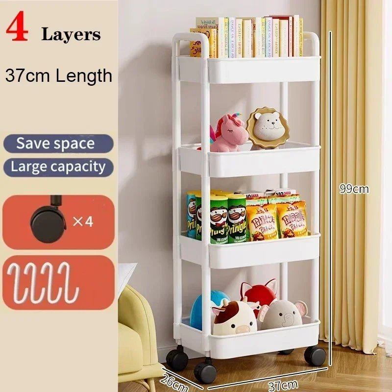 Mobile Storage Rack Trolley Household Kitchen Multifunctional Cart With Wheels Rack Bedroom Multi - Layer Storage Home Accessories - Asmota