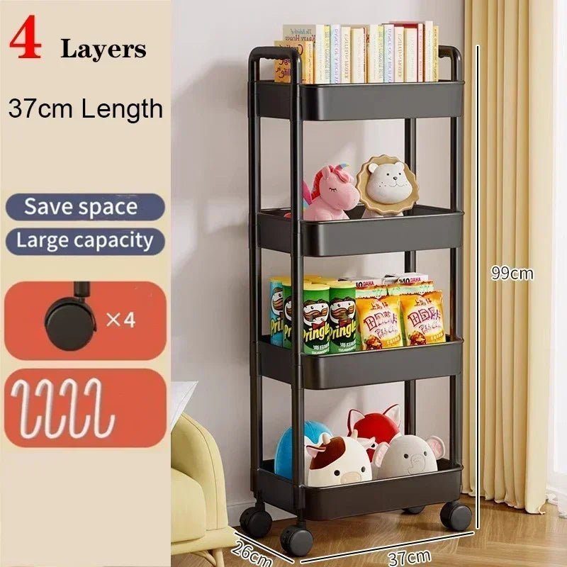 Mobile Storage Rack Trolley Household Kitchen Multifunctional Cart With Wheels Rack Bedroom Multi - Layer Storage Home Accessories - Asmota