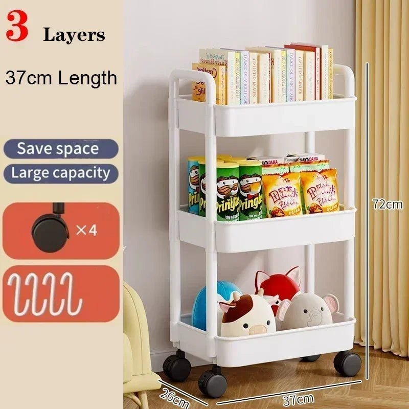 Mobile Storage Rack Trolley Household Kitchen Multifunctional Cart With Wheels Rack Bedroom Multi - Layer Storage Home Accessories - Asmota