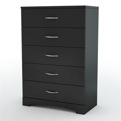 Modern 5 - Drawer Chest in Black Finish - Asmota