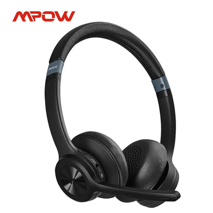 Mpow HC9 Bluetooth 5.3 Headset For Call Center Office Upgraded Wireless Headphones 45H Long Life CVC 8.0 Noise Cancelling Mic - Asmota