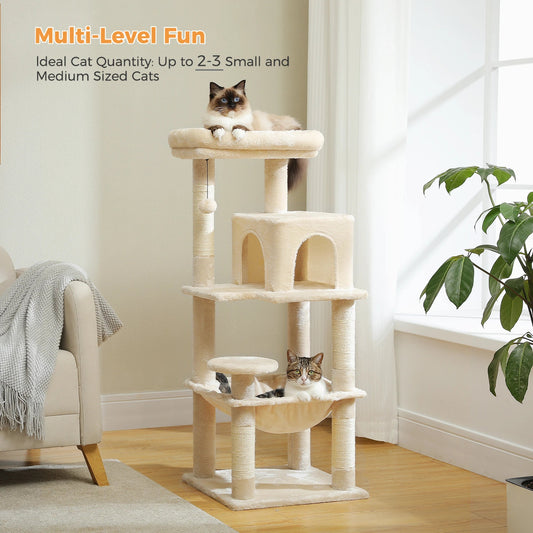 Multi - Level Cat Tree with Scratching Post Luxury Cat Tower with Condo House Cat Scratcher for Indoor Cat Accessories Pet Cat Toy - Asmota