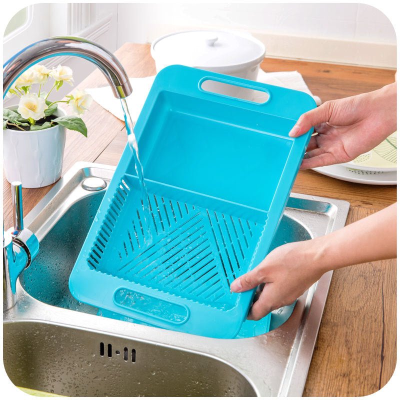 Multifunction Kitchen Chopping Blocks Sinks Drain Basket Cutting Board Vegetable Meat Tools Kitchen Accessories Chopping Board - Asmota