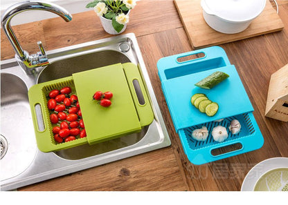 Multifunction Kitchen Chopping Blocks Sinks Drain Basket Cutting Board Vegetable Meat Tools Kitchen Accessories Chopping Board - Asmota