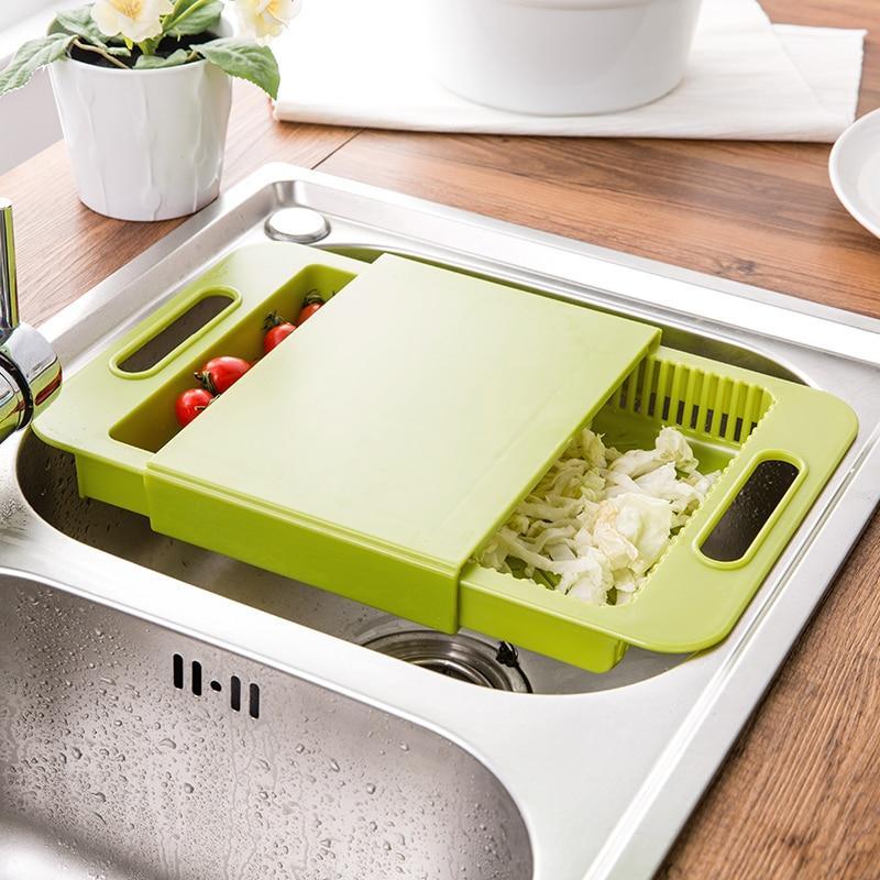 Multifunction Kitchen Chopping Blocks Sinks Drain Basket Cutting Board Vegetable Meat Tools Kitchen Accessories Chopping Board - Asmota