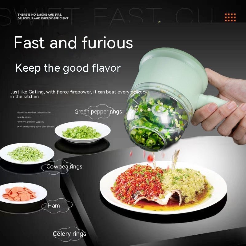 Multifunctional Electric Vegetable Cutting Mashed Garlic Kitchen Storm Slicer Household Hand - held Cooking Hammer Suit - Asmota