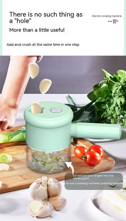 Multifunctional Electric Vegetable Cutting Mashed Garlic Kitchen Storm Slicer Household Hand - held Cooking Hammer Suit - Asmota