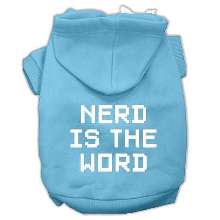 Nerd is the Word Screen Print Pet Hoodies Baby Blue Size L - Asmota