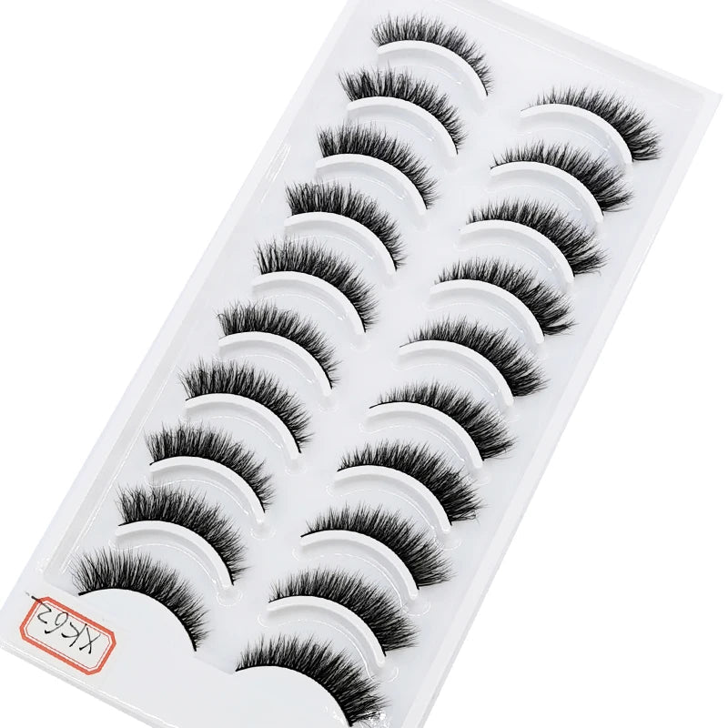 NEW 10 Pairs Natural Long False Eyelashes Fake Lashes Makeup 3d Mink Lashes Extension Short Eyelash Mink Eyelashes for Beauty - Asmota