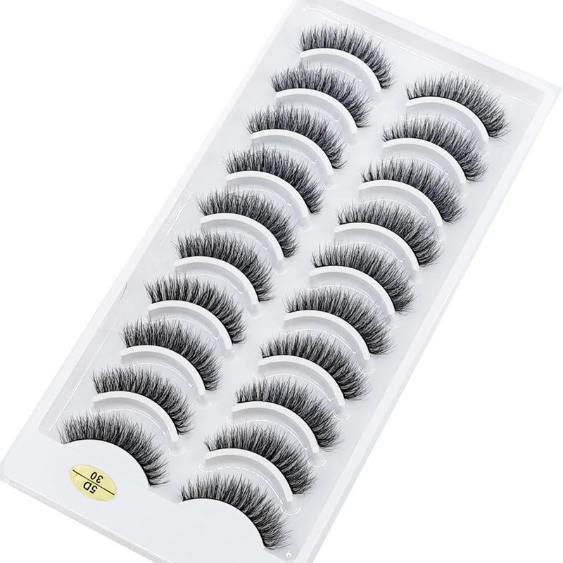 NEW 10 Pairs Natural Long False Eyelashes Fake Lashes Makeup 3d Mink Lashes Extension Short Eyelash Mink Eyelashes for Beauty - Asmota