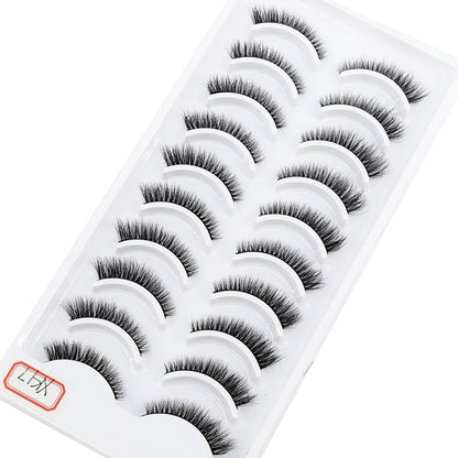 NEW 10 Pairs Natural Long False Eyelashes Fake Lashes Makeup 3d Mink Lashes Extension Short Eyelash Mink Eyelashes for Beauty - Asmota