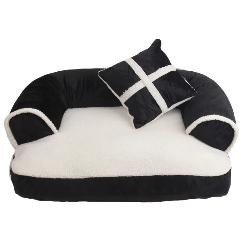 New Four Seasons Pet Sofa Beds With Pillow Detachable Wash Soft Fleece Cat Warm Chihuahua Small Dog Bed - Asmota