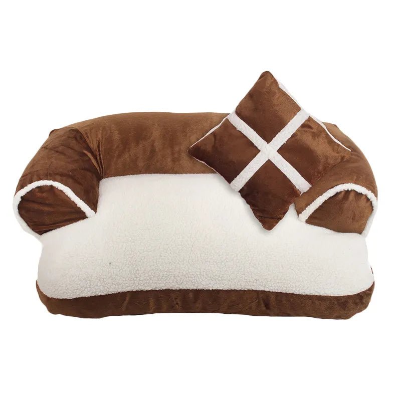 New Four Seasons Pet Sofa Beds With Pillow Detachable Wash Soft Fleece Cat Warm Chihuahua Small Dog Bed - Asmota