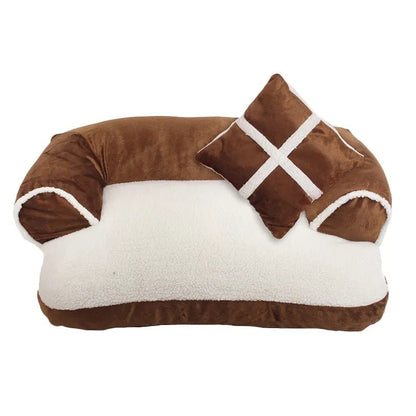 New Four Seasons Pet Sofa Beds With Pillow Detachable Wash Soft Fleece Cat Warm Chihuahua Small Dog Bed - Asmota