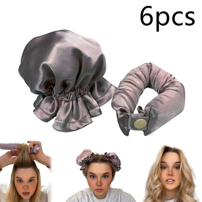 New Heatless Curl Stick With Cloth Cover Cute Ball Head Hair Curler Headband Hair Rollers Wave Form Curling Rod Hair Style Tools Gadgets - Asmota