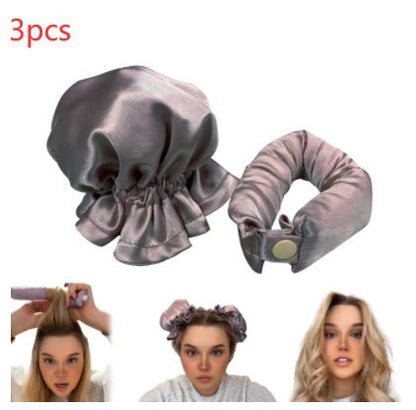 New Heatless Curl Stick With Cloth Cover Cute Ball Head Hair Curler Headband Hair Rollers Wave Form Curling Rod Hair Style Tools Gadgets - Asmota