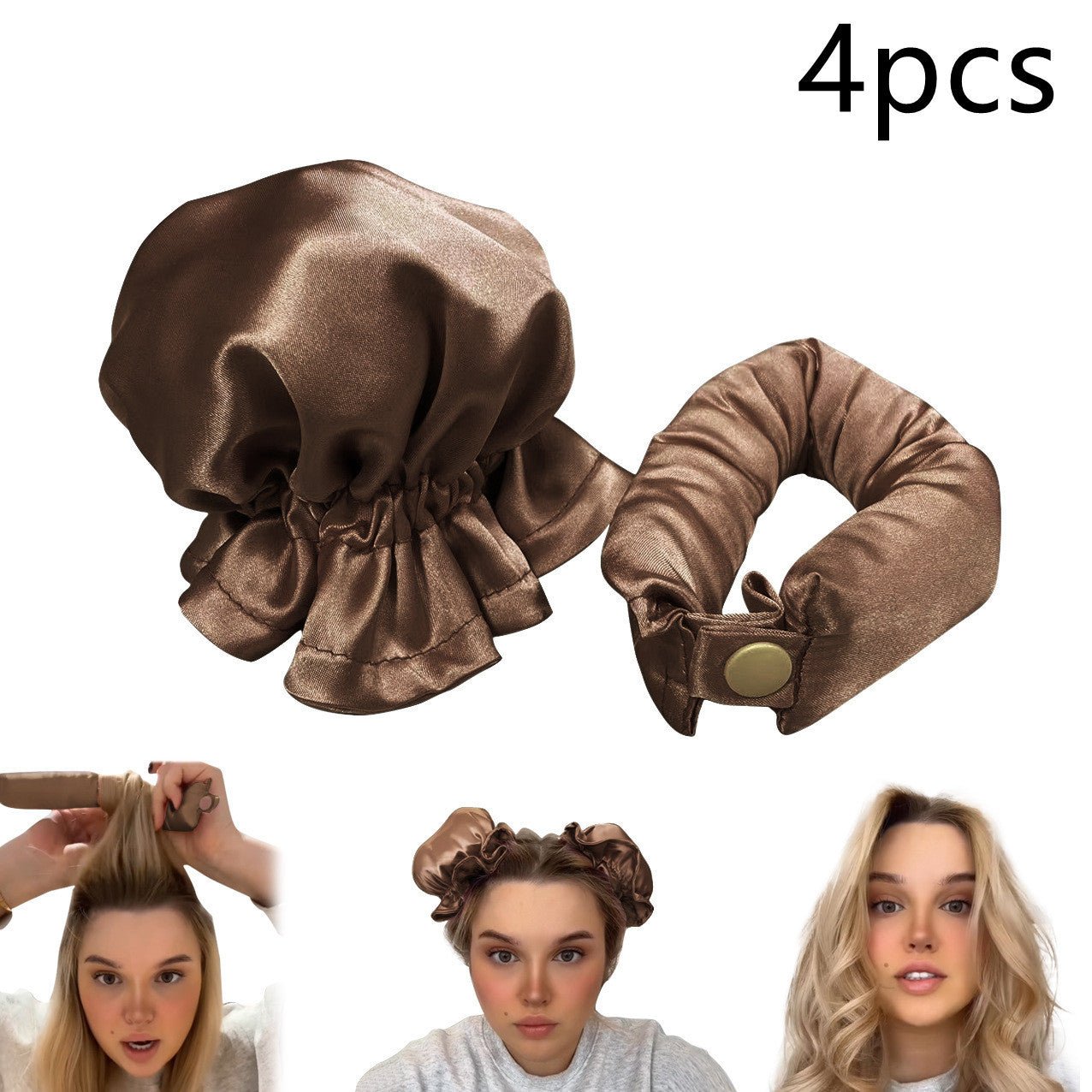 New Heatless Curl Stick With Cloth Cover Cute Ball Head Hair Curler Headband Hair Rollers Wave Form Curling Rod Hair Style Tools Gadgets - Asmota