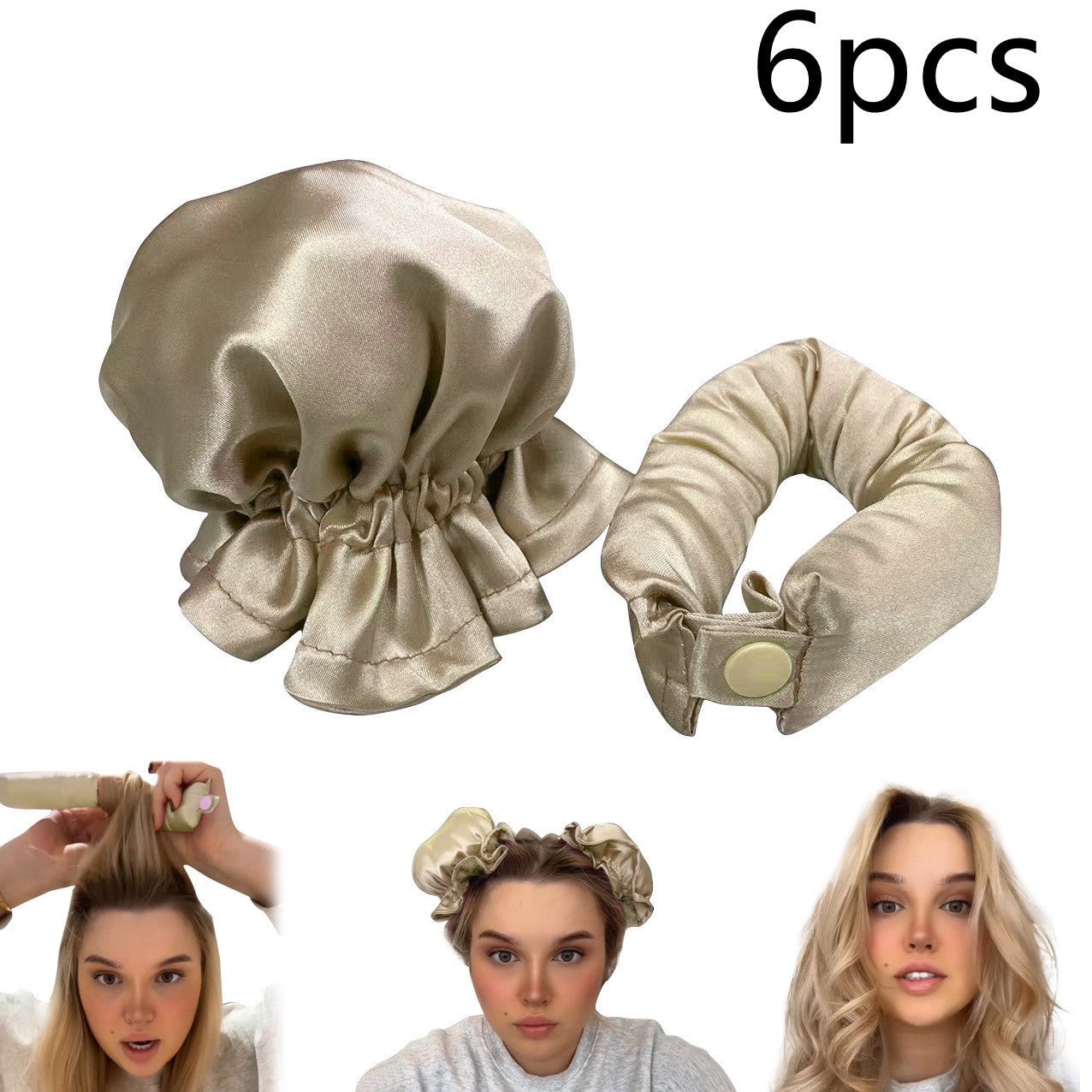 New Heatless Curl Stick With Cloth Cover Cute Ball Head Hair Curler Headband Hair Rollers Wave Form Curling Rod Hair Style Tools Gadgets - Asmota