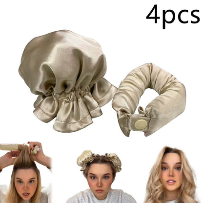 New Heatless Curl Stick With Cloth Cover Cute Ball Head Hair Curler Headband Hair Rollers Wave Form Curling Rod Hair Style Tools Gadgets - Asmota