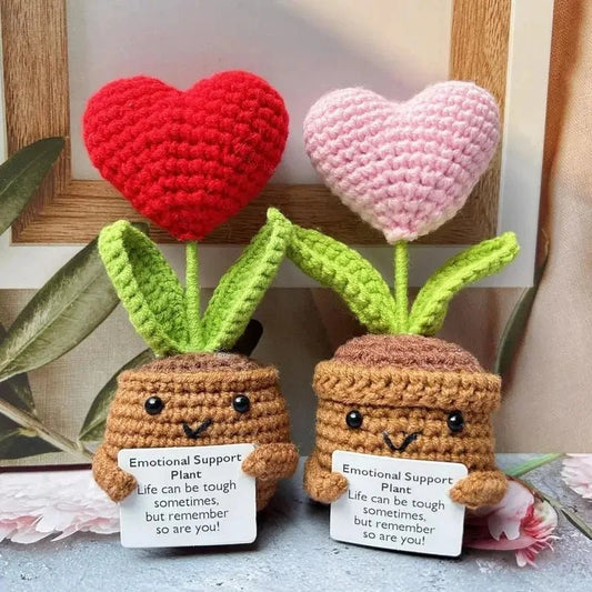 New Positive Energy Heart Flower Hand - woven Dolls Home Room Decor Hug Pocket Knitting Doll Positive Card Desktop Ornament Gifts - Asmota