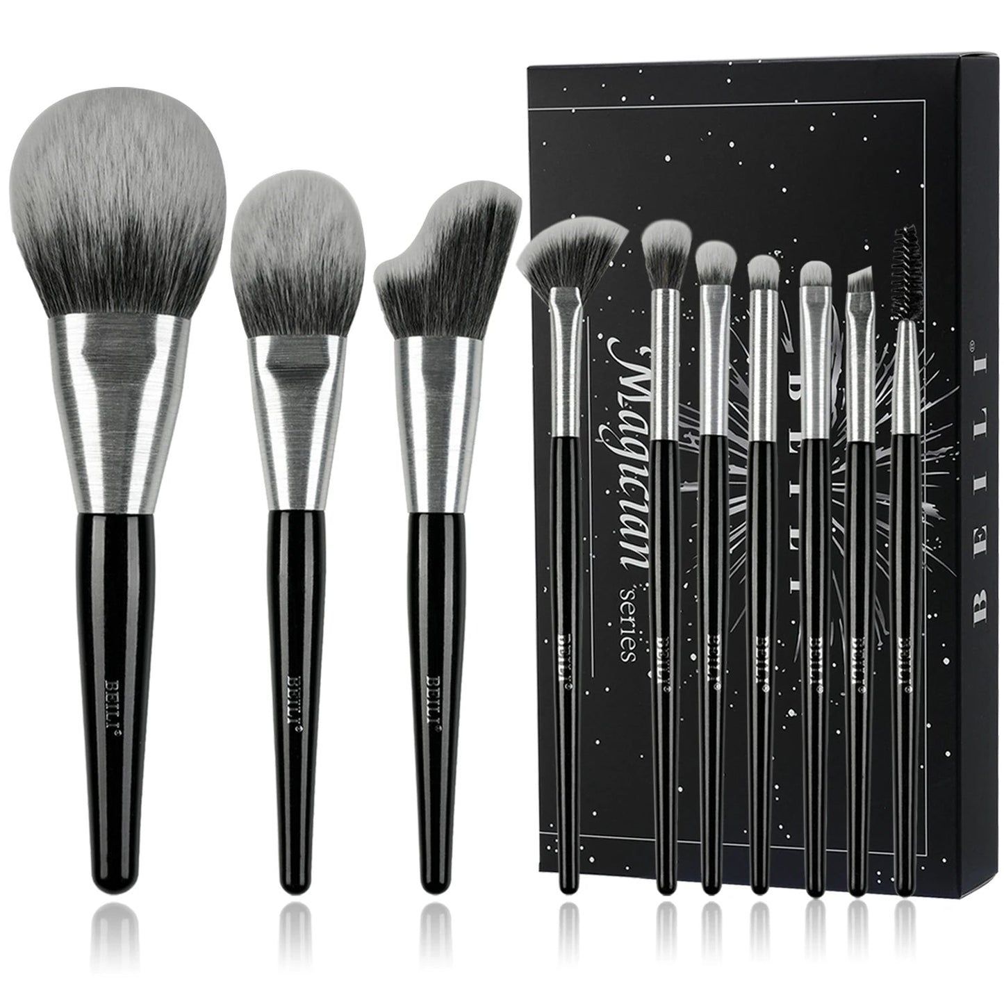 New Trending Brushed Metal Tube Premium Synthetic Hair Makeup Brushes Multi - Functional 10pcs Custom Logo Makeup Brushes Kit - Asmota