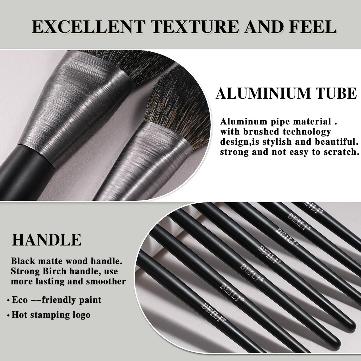 New Trending Brushed Metal Tube Premium Synthetic Hair Makeup Brushes Multi - Functional 10pcs Custom Logo Makeup Brushes Kit - Asmota