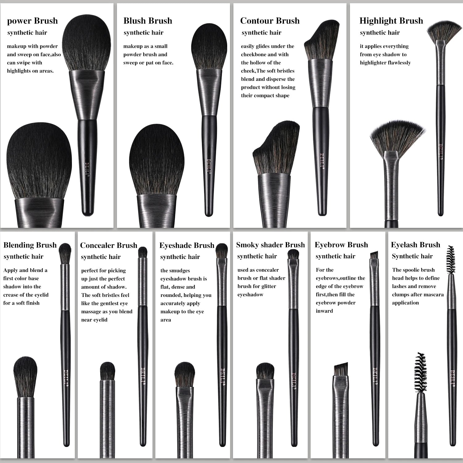 New Trending Brushed Metal Tube Premium Synthetic Hair Makeup Brushes Multi - Functional 10pcs Custom Logo Makeup Brushes Kit - Asmota