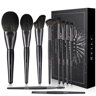 New Trending Brushed Metal Tube Premium Synthetic Hair Makeup Brushes Multi-Functional 10pcs Custom Logo Makeup Brushes Kit