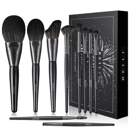 New Trending Brushed Metal Tube Premium Synthetic Hair Makeup Brushes Multi - Functional 10pcs Custom Logo Makeup Brushes Kit - Asmota