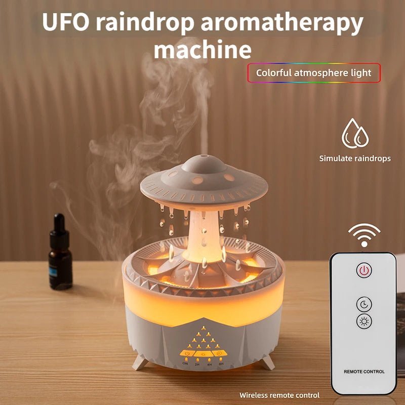 New UFO Raindrop Humidifier Water Drop Air Humidifier USB Aromatherapy Essential Oils Aroma Air Diffuser Household Mist Maker Home Decor - Asmota