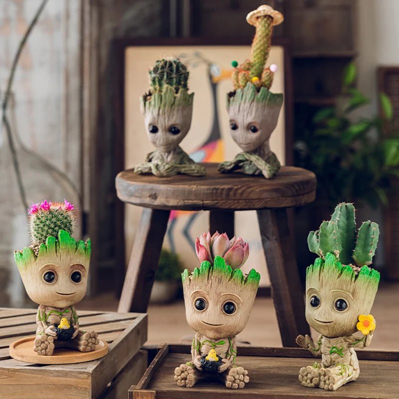 Nordic Decorative Vase Home Office Storage Pen Holder Anime Figure Desktop Ornaments Groot Flower Pots Garden Pots Planters Gift - Asmota