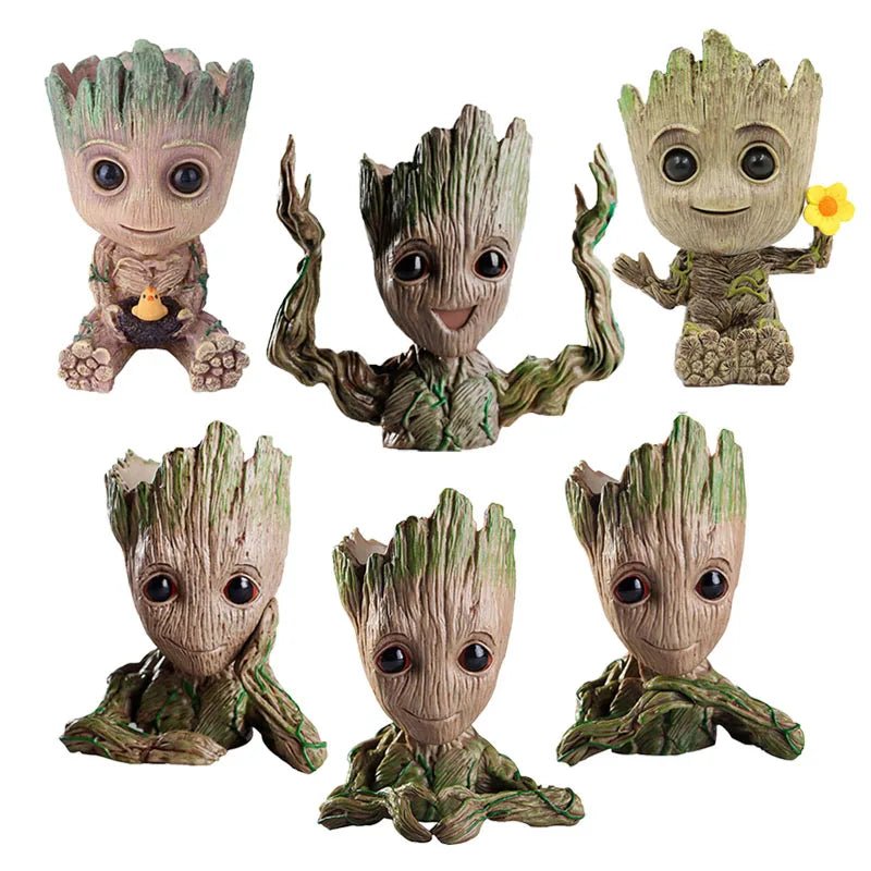 Nordic Decorative Vase Home Office Storage Pen Holder Anime Figure Desktop Ornaments Groot Flower Pots Garden Pots Planters Gift - Asmota