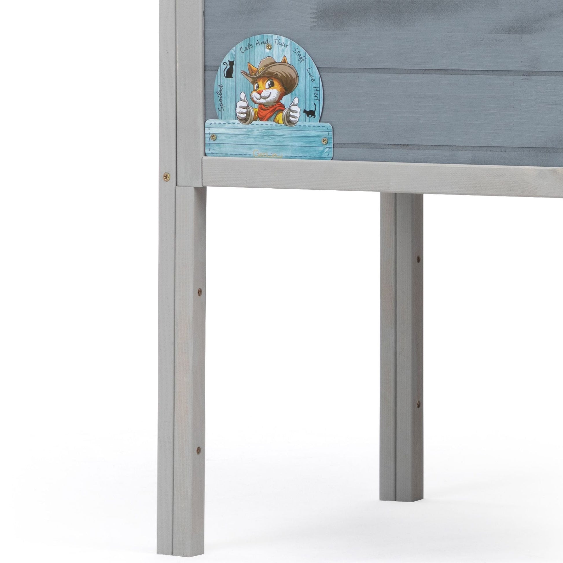 Outdoor Insulated Cat House, Wood Pet House w/ High Legs, Doors, Openable Roof, Weatherproof, Cat Animal Shelter for Winter, Gray - Asmota