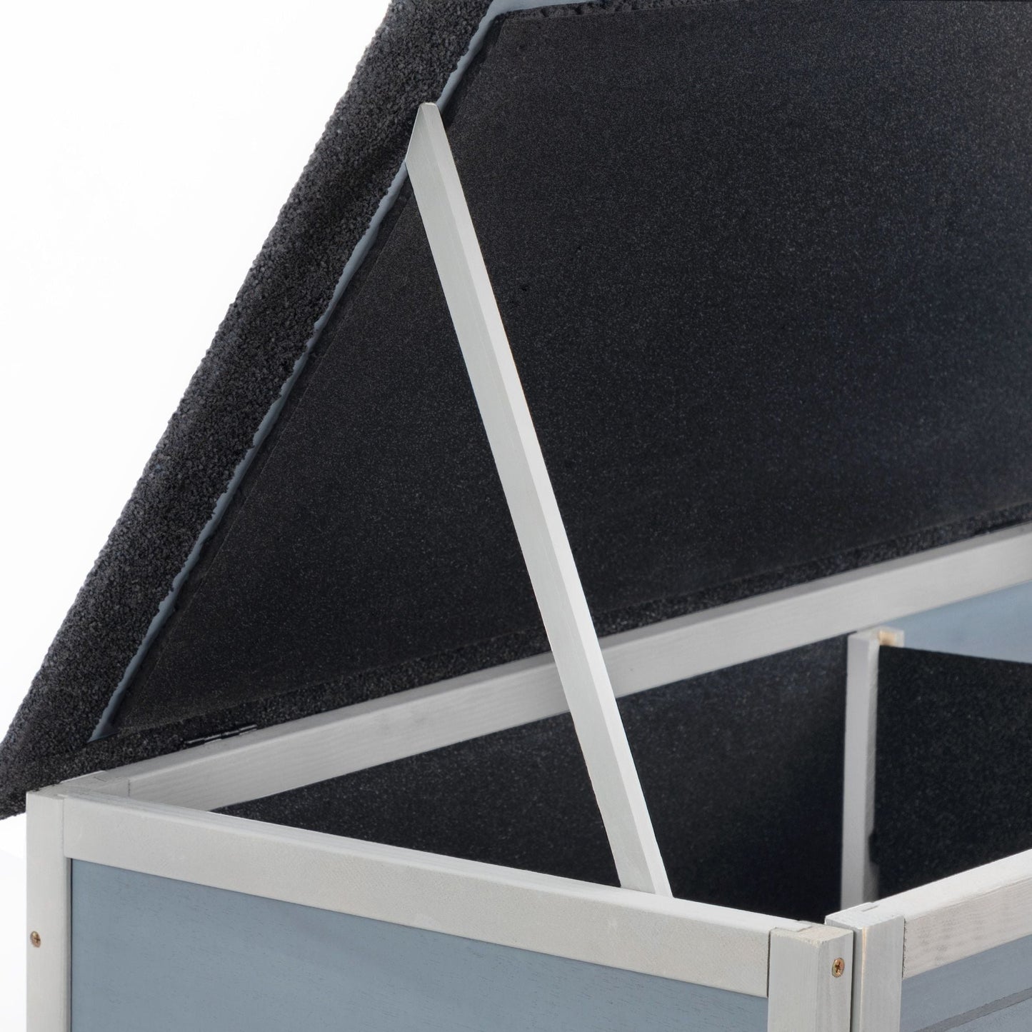 Outdoor Insulated Cat House, Wood Pet House w/ High Legs, Doors, Openable Roof, Weatherproof, Cat Animal Shelter for Winter, Gray - Asmota