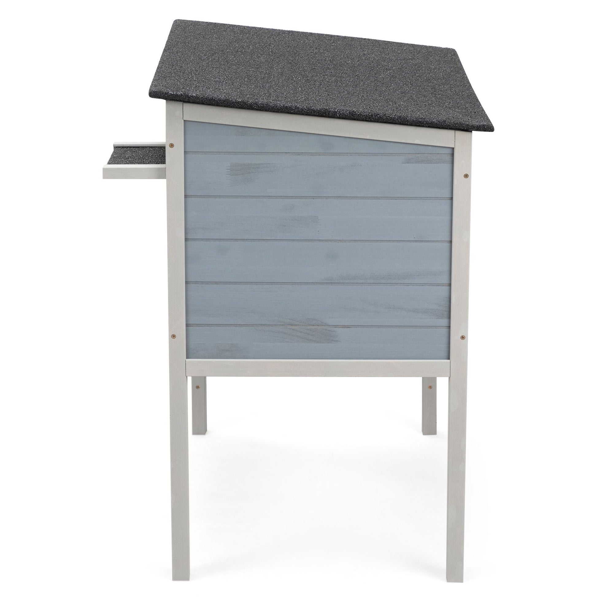 Outdoor Insulated Cat House, Wood Pet House w/ High Legs, Doors, Openable Roof, Weatherproof, Cat Animal Shelter for Winter, Gray - Asmota