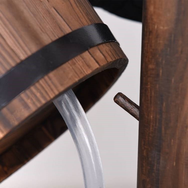 Outdoor Patio Garden Solid Wood Wishing Well Water Fountain with Pump - Asmota