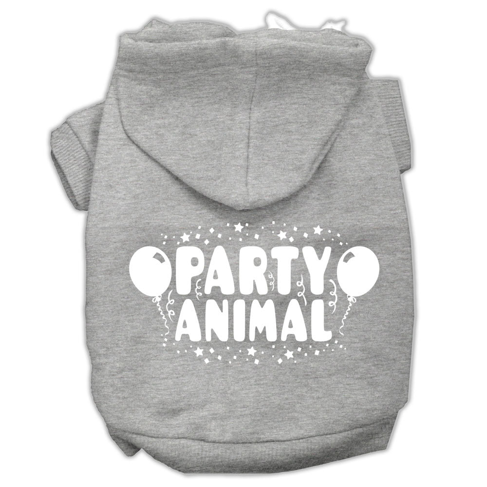 Party Animal Screen Print Pet Hoodies Grey Size Sm - Asmota