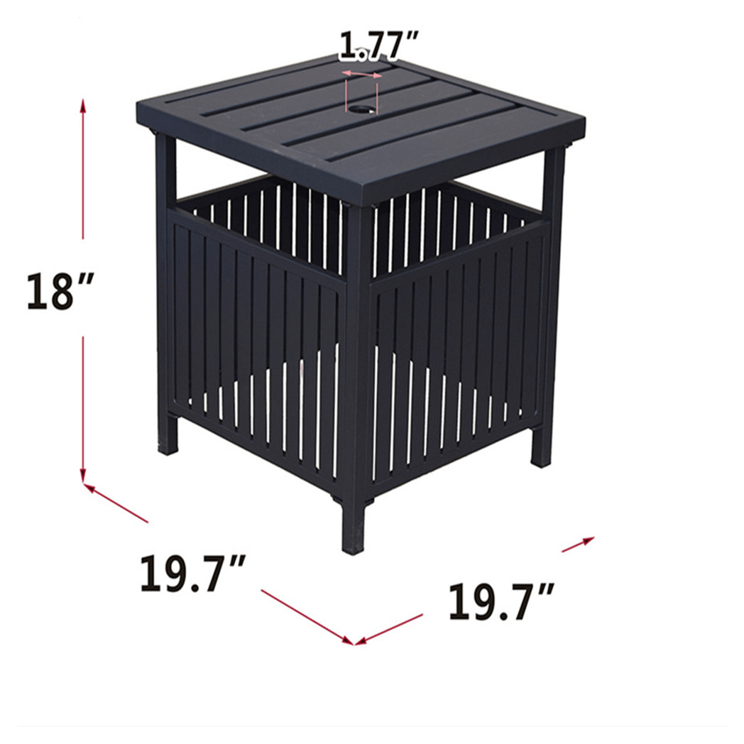 Patio Steel Bistro Dining Table with Umbrella Hole, Outdoor Leisure Coffee Table, Square Umbrella Table for Porch,Backyard,Garden, Black - Asmota